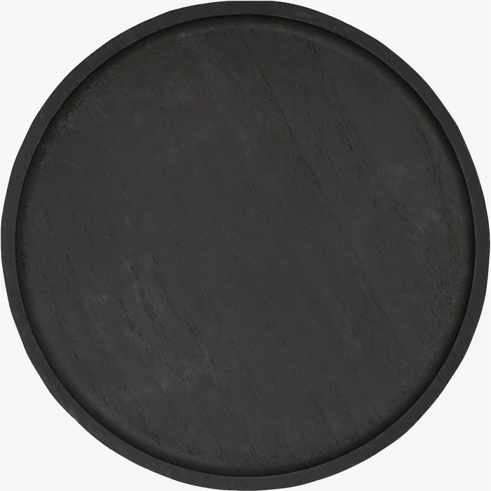 Large Black Round Wood Tray
