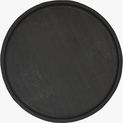 Large Black Round Wood Tray