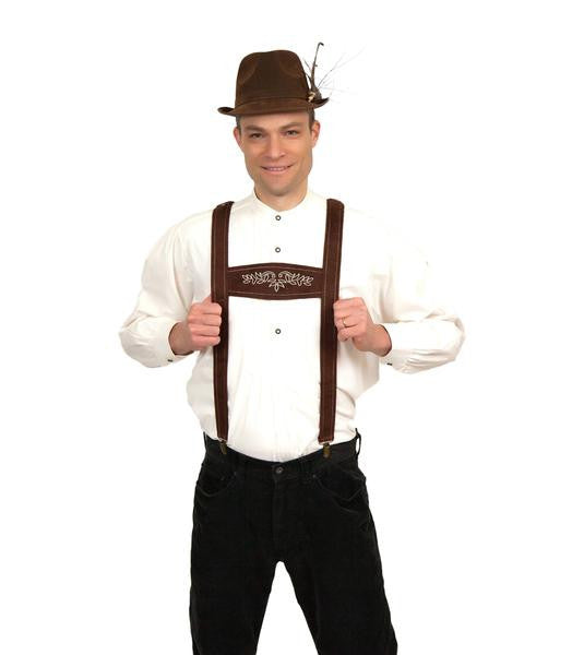 Lederhosen Suspenders Faux Leather German Costume - ScandinavianGiftOutlet