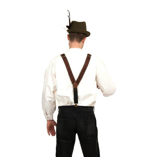 Lederhosen Suspenders Faux Leather German Costume - ScandinavianGiftOutlet
