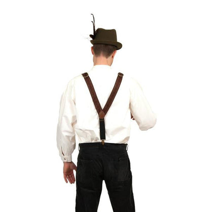 Lederhosen Suspenders Faux Leather German Costume - ScandinavianGiftOutlet