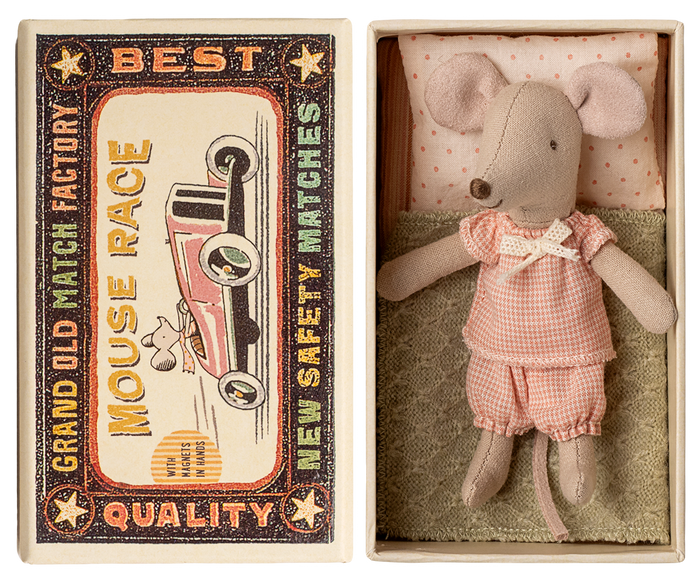 Little sister mouse in matchbox