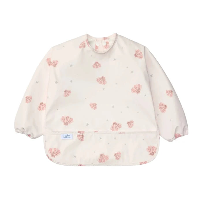 Loulou Lollipop Long Sleeved WP Bib - Seashells-LSBIBSSH-Pumpkin Pie Kids Canada