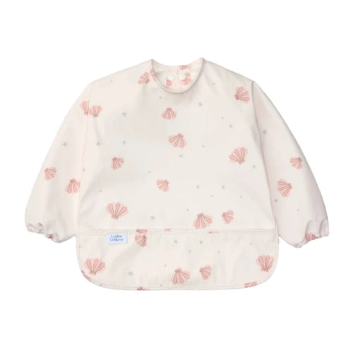 Loulou Lollipop Long Sleeved WP Bib - Seashells-LSBIBSSH-Pumpkin Pie Kids Canada