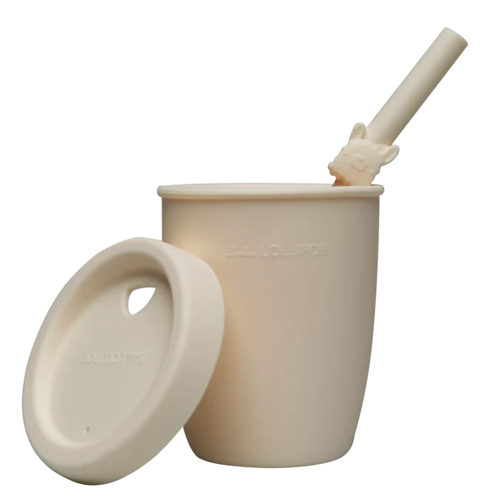 Loulou Lollipop Silcone Straw Cup - Llama-TCUP-006-CRM-Pumpkin Pie Kids Canada