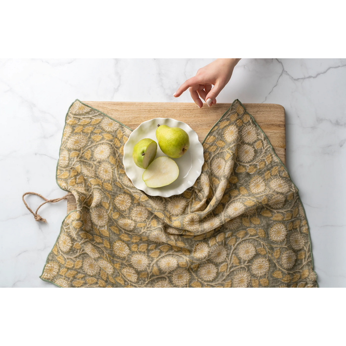 Marigold Block Print Tea Towels S/2