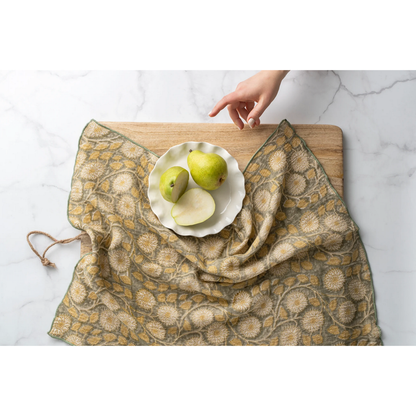 Marigold Block Print Tea Towels S/2