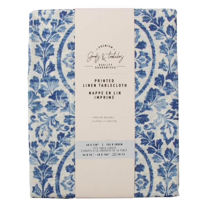 Medallion Linen Blended Tablecloth 60 x 120"