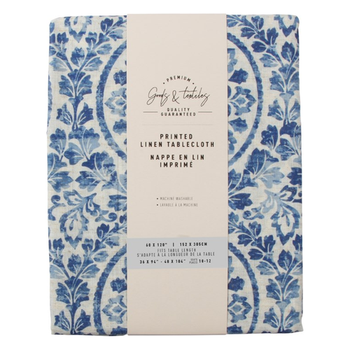 Medallion Linen Blended Tablecloth 60 x 120"