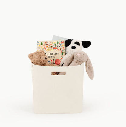 Ivory@Medium Ivory Storage Bin full of toys + books