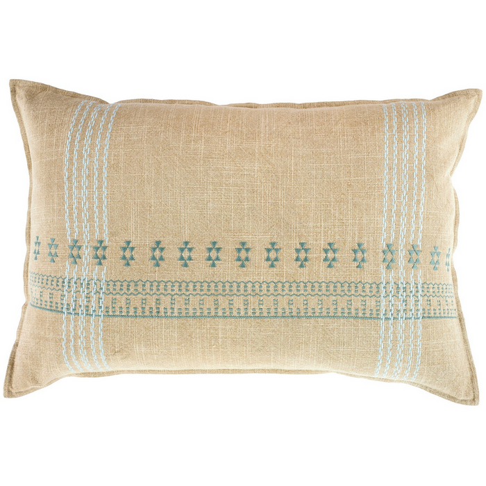 Mekhi Embroidered Lumbar Pillow Blue