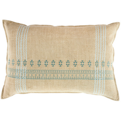 Mekhi Embroidered Lumbar Pillow Blue