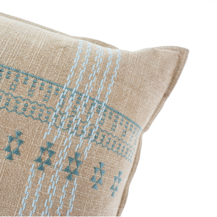 Mekhi Embroidered Lumbar Pillow Blue