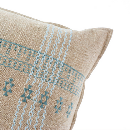Mekhi Embroidered Lumbar Pillow Blue