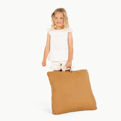 Camel / Square@Little Girl holding the Camel Mini Square Floor Cushion