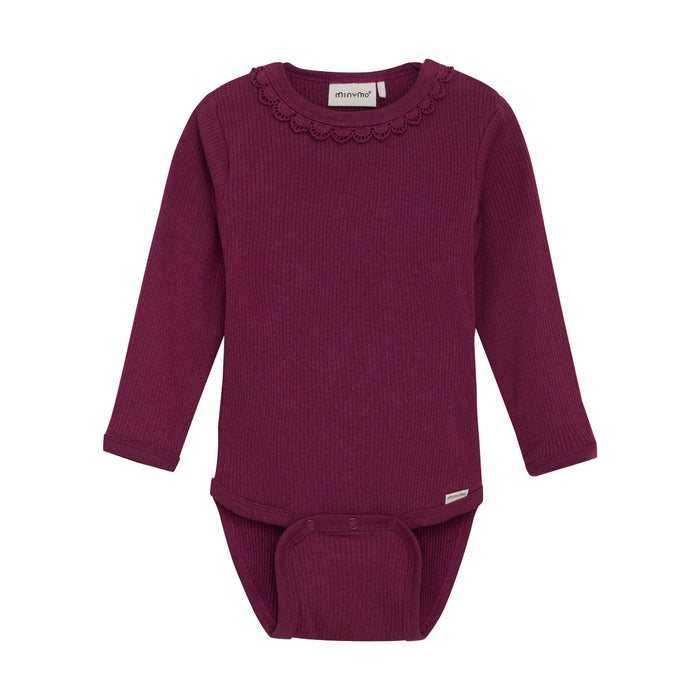 Minymo Rib Onesie - Raspberry Coulis-114052-5722 3M-Pumpkin Pie Kids Canada