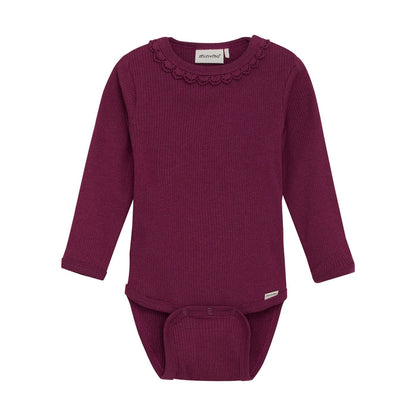 Minymo Rib Onesie - Raspberry Coulis-114052-5722 3M-Pumpkin Pie Kids Canada