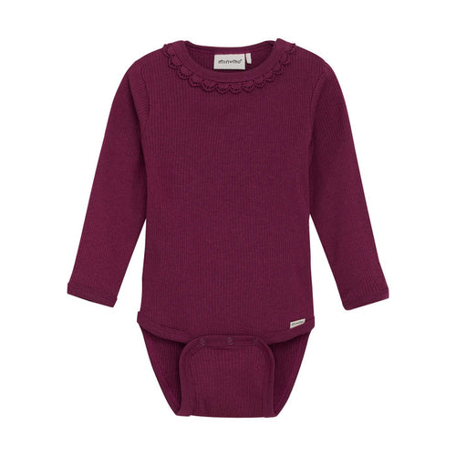 Minymo Rib Onesie - Raspberry Coulis-114052-5722 3M-Pumpkin Pie Kids Canada
