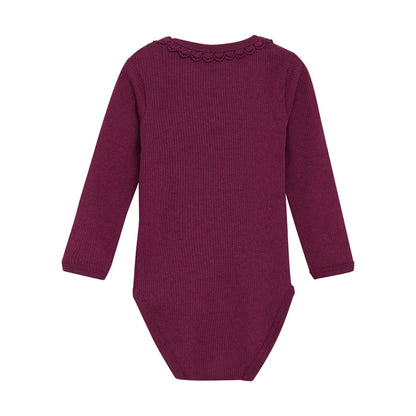 Minymo Rib Onesie - Raspberry Coulis-114052-5722 3M-Pumpkin Pie Kids Canada