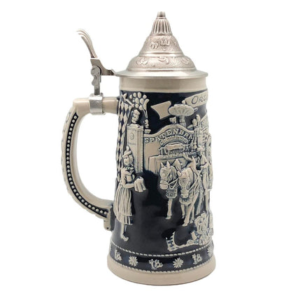 Munich Oktoberfest Stein & Wagon .75L with Etched Metal Lid - ScandinavianGiftOutlet