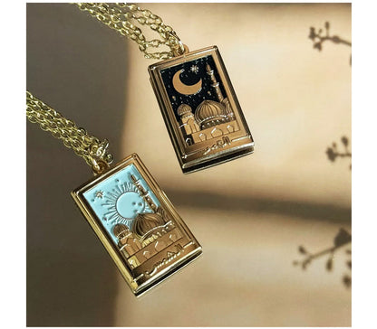Necklace - As Shams & Al Qamar Sun and Moon Necklaces HUDHUD CREATIONS