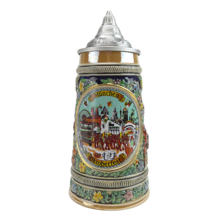 Oktoberfest Beer Stein with Lid - ScandinavianGiftOutlet