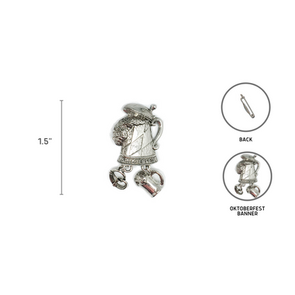 "Oktoberfest" Metal Hat Pin with German Beer Stein & Charms