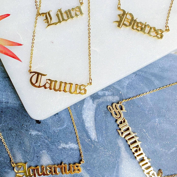 Old English Zodiac Necklace