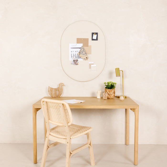 Ivory@Neutral pinboard mounted on wall in living room setting