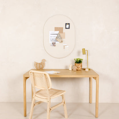 Ivory@Neutral pinboard mounted on wall in living room setting