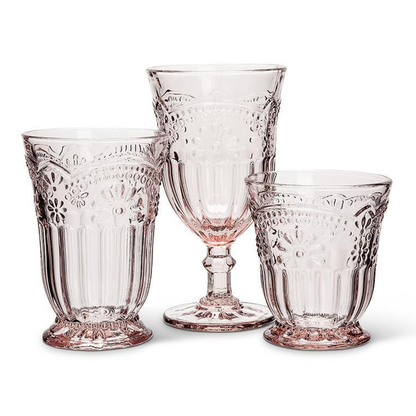 Pink Flower Wine Glass