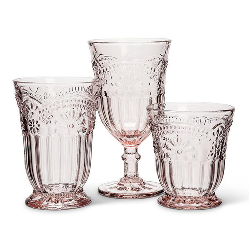 Pink Flower Wine Glass