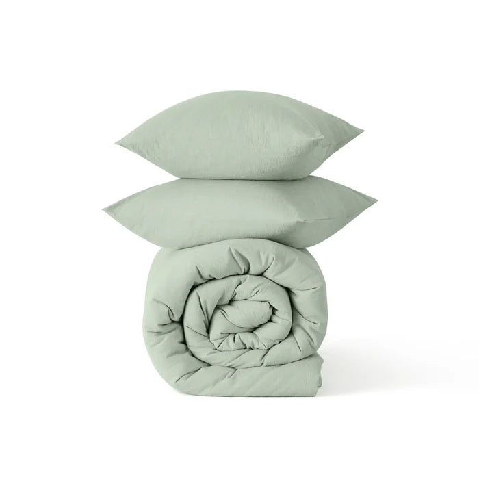 GentleSoft sage green prewashed cotton comforter and shams set