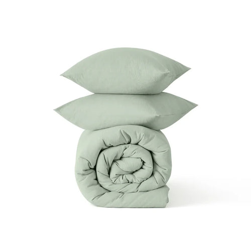 GentleSoft sage green prewashed cotton comforter and shams set