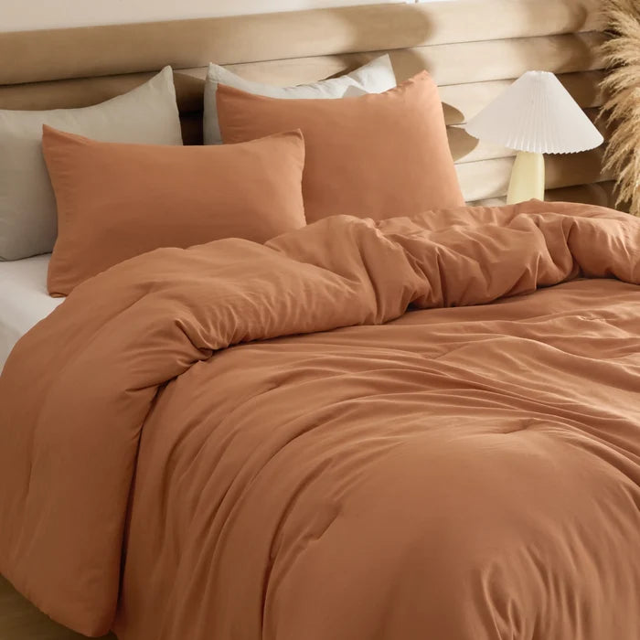 Prewashed Plain Comforter Set