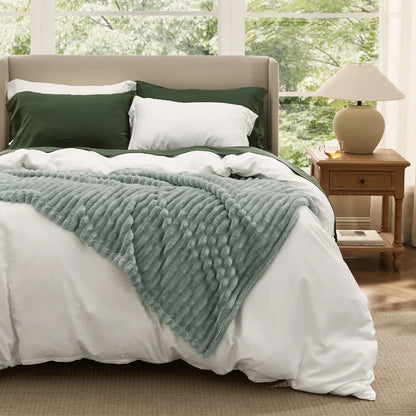 Rayon derived from bamboo modern cozy bundle with textured sage green blanket