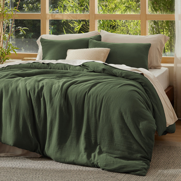 Rayon From Bamboo Cotton Muslin Duvet Cover Set
