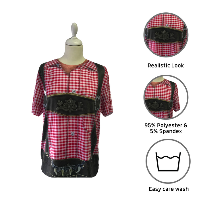 Realistic Costume Youth Lederhosen Faux Shirt