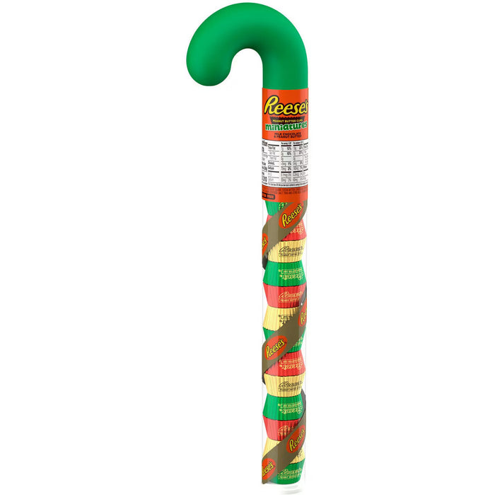 Reese's Peanut Butter Cups Christmas Candy Filled Plastic Cane Miniatures - 2.17oz