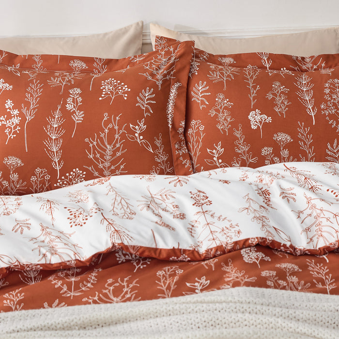 Reversible Floral Print Duvet Cover Set