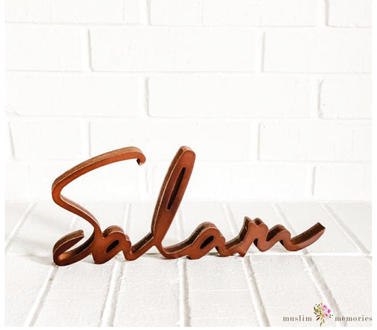 "Salam" Wooden Word Art Muslim Memories