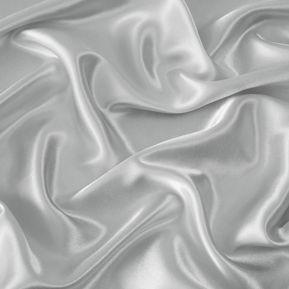 GentleSoft pale silver satin fabric texture, showcasing smooth, lustrous, silk-like quality for sheet sets.