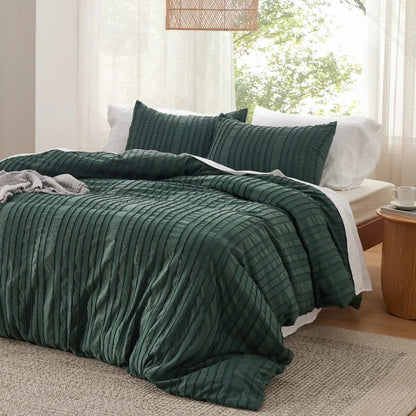 Striped Tufted Embroidery Duvet Cover Set