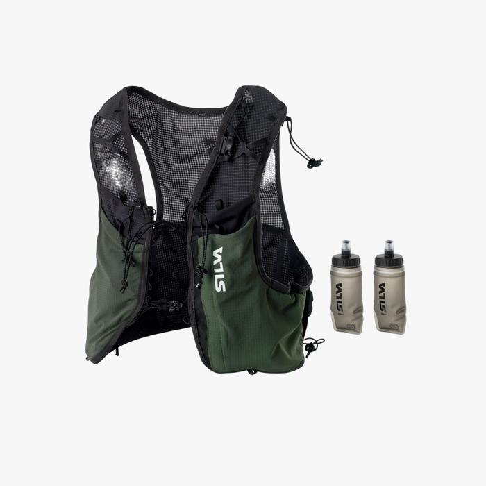 Strive Fly 3L Running Vest Green + 2 Soft Flasks (250 ml)