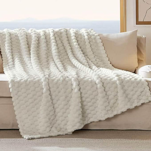 GentleSoft™ Textured Bubble Flannel Fleece Blanket