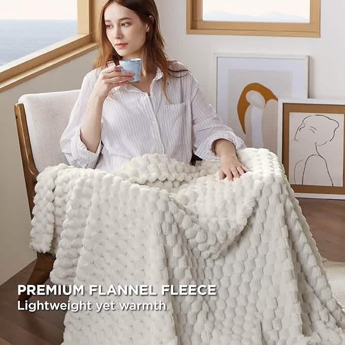 GentleSoft™ Textured Bubble Flannel Fleece Blanket
