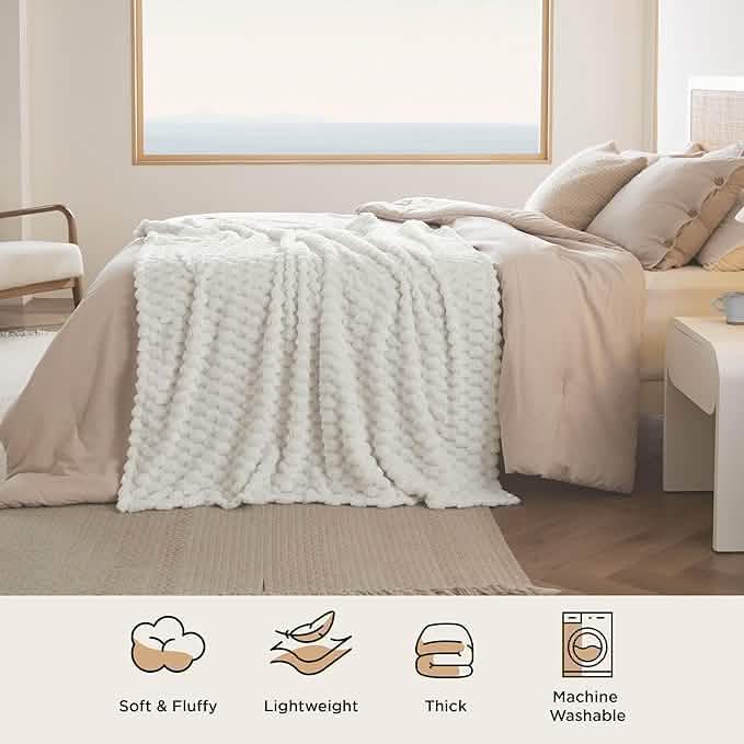 GentleSoft™ Textured Bubble Flannel Fleece Blanket