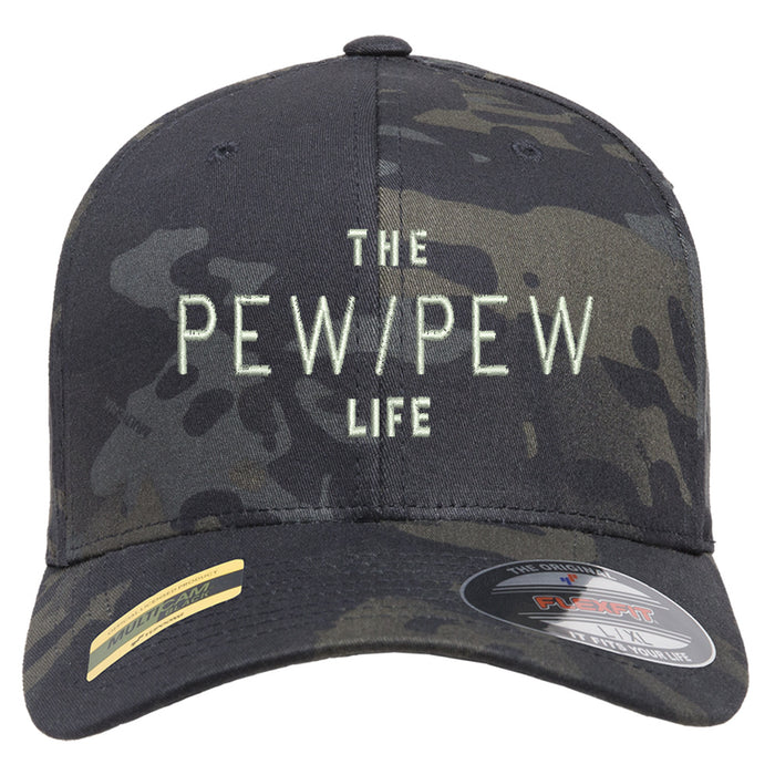 The Pew/Pew Life Tactical Black MultiCam Hat FlexFit