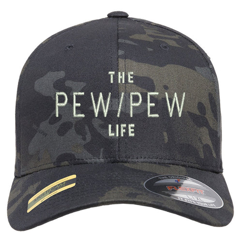 The Pew/Pew Life Tactical Black MultiCam Hat FlexFit