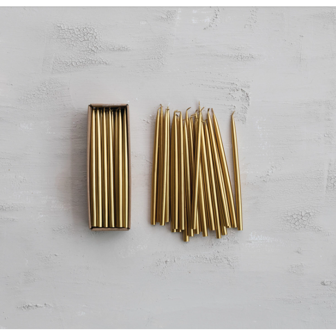 Thin Taper Candles in Gold